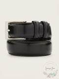 Perry Ellis Portfolio Mens Leather Belt – Black, Size 44