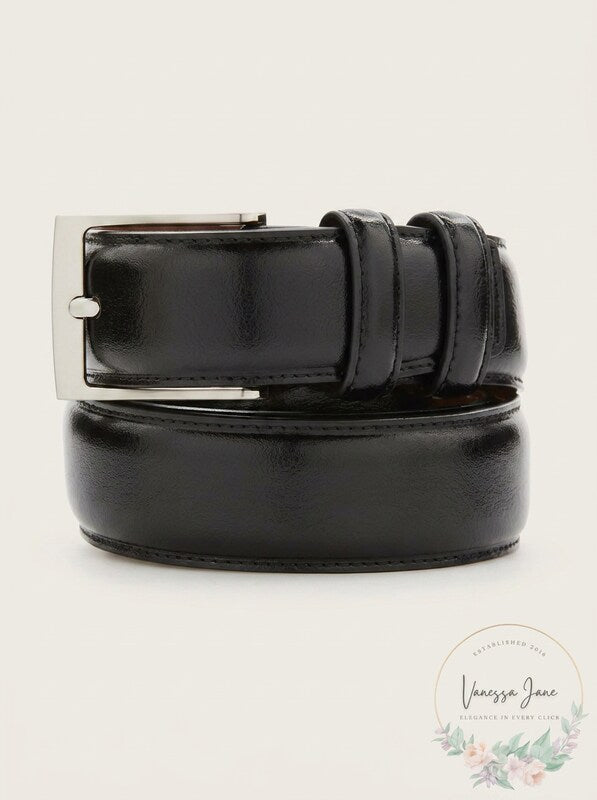 Perry Ellis Portfolio Mens Leather Belt – Black, Size 44