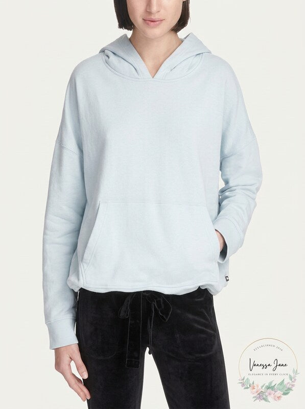 Dkny Sport French Terry Velvet-Tie Hoodie, Surreal, Size Small