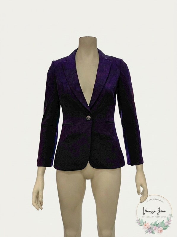 Tahari ASL Flare-Sleeved Crepe Blazer, Size 2/Eggplant