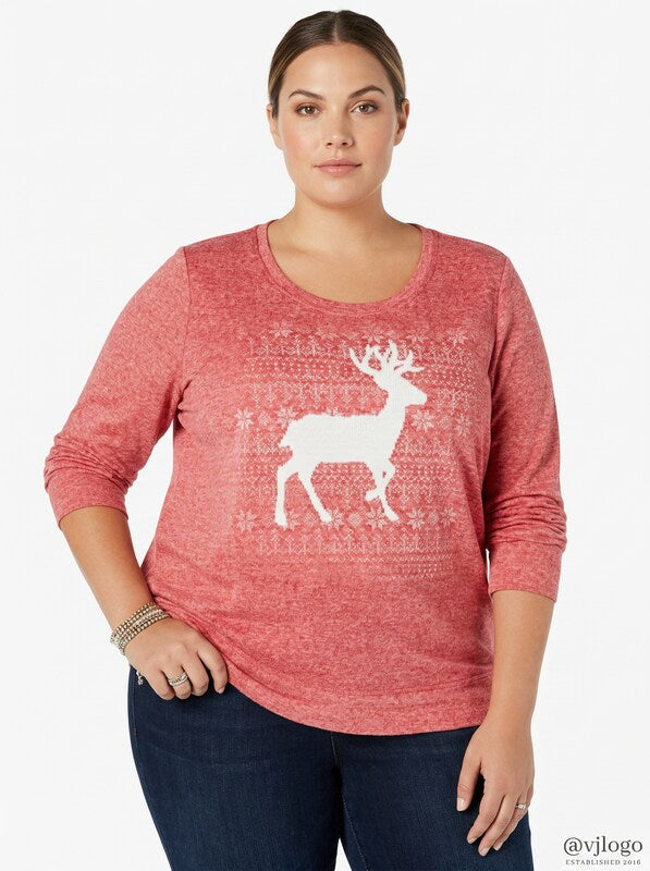 Style & Co Plus Size Reindeer Sweatshirt, Size 3X