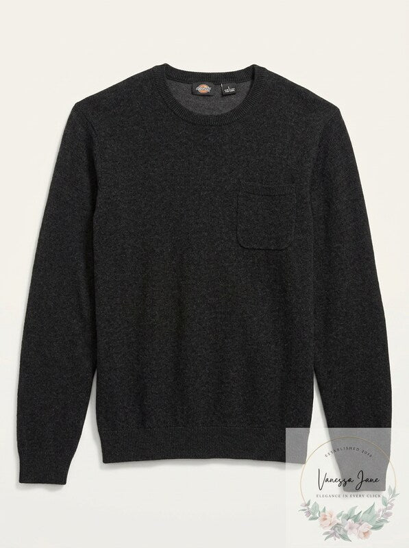 Dickies Mens Big and Tall Crew Pullover with Patch Pocket,Size 2XB Black