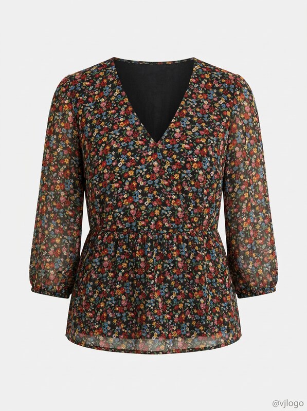 Notes Du Nord Womens Neeve Floral Print V-Neck Wrap Top, Size 8