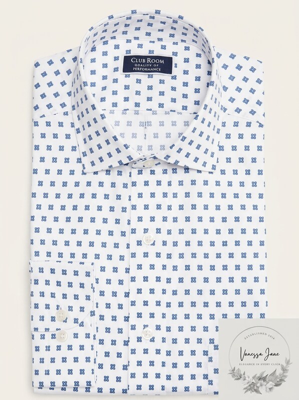 Club Room Mens Classic/Regular Fit Performance Foulard Print Dress, Size Medium