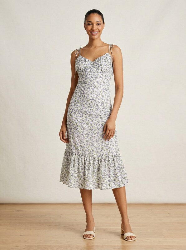 Aqua Floral MIDI Dress, Size XL