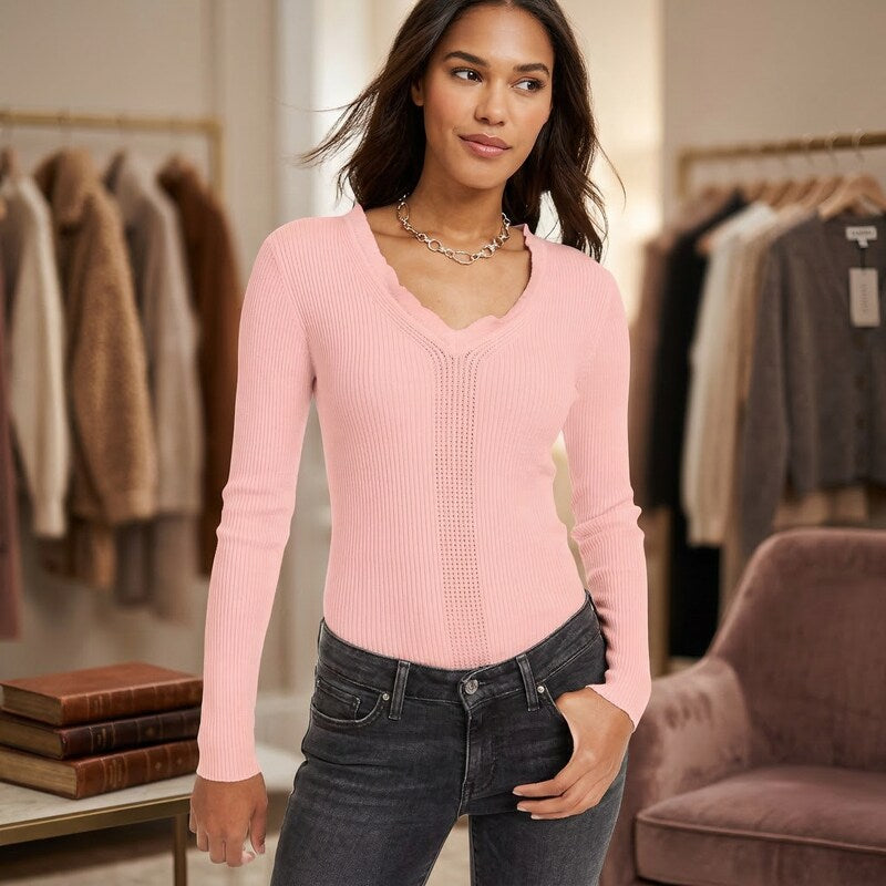 Hooked up by Iot Juniors Ruffled V-Neck Sweater, Size XL