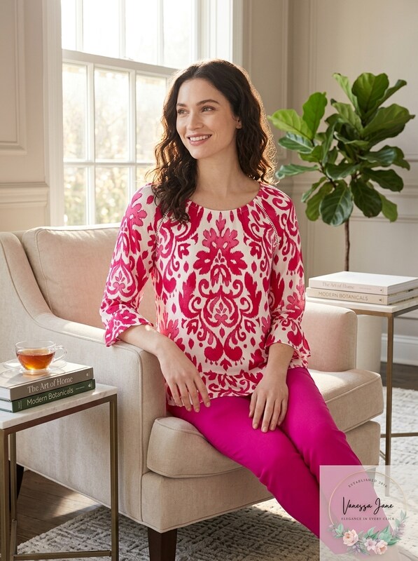 INC Womens Ladder Stitch Printed Blouse, Size Small