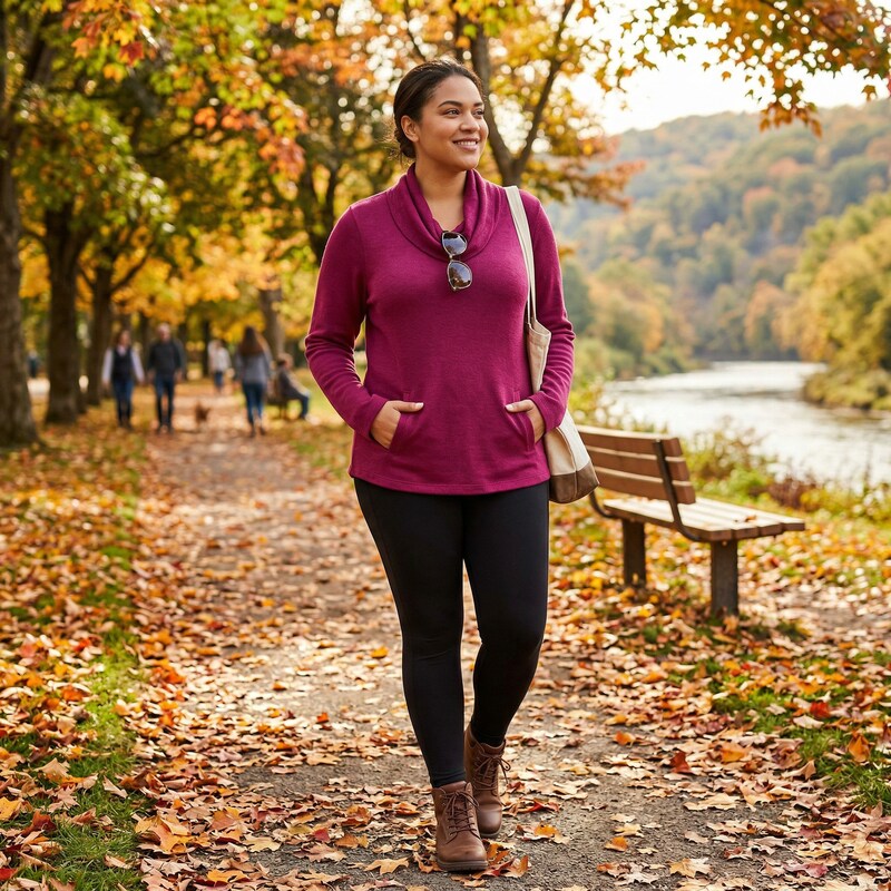 Ideology Women's Plus Size Cowl-Neck Top Pretty Plum, Size 1X