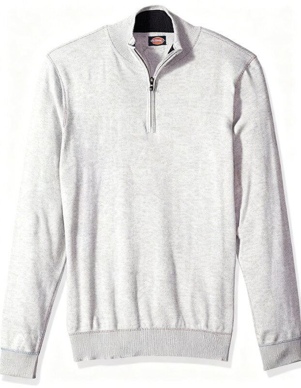 Dickies Mens Solid Jersey 1/4 Zip Mock, Light Grey Heather, Large