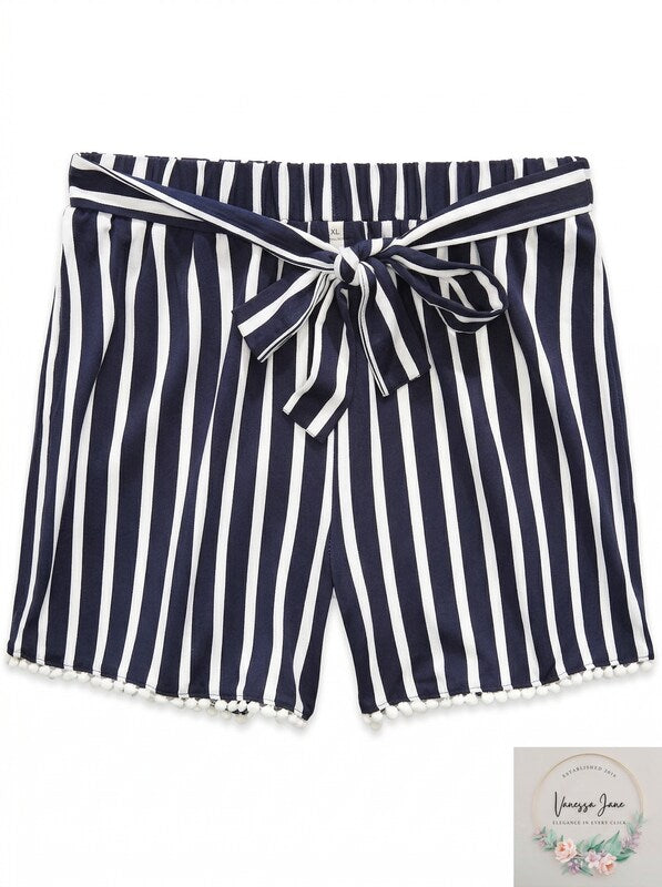 Monteau Big Girls Tie Waist and Pom Poms at Hem Shorts, Size XL