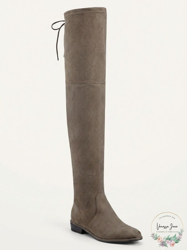 Marc Fisher Womens Humor 2 Solid Riding Over-the-Knee Boots,5M/Taupe Fabric