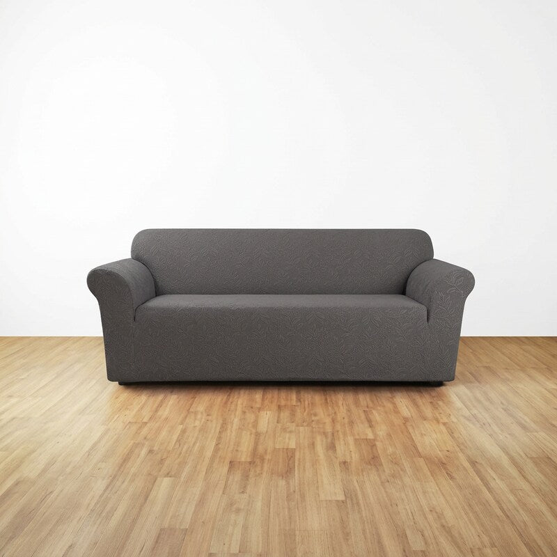 Sure Fit Stretch Delicate Leaf Sofa Cover in Grey