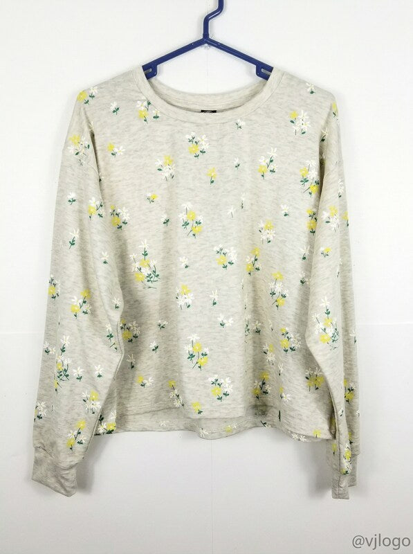Circle X All Over Floral Sweatshirt Oatmeal, Size Large
