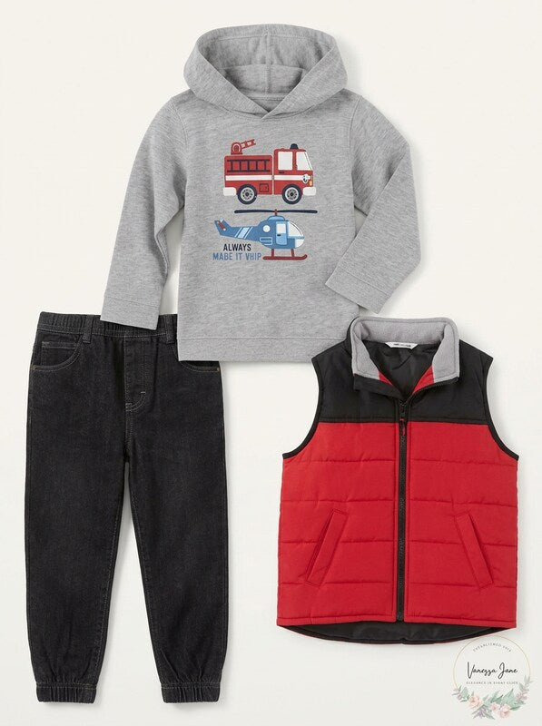 Kids Headquarters Toddler Boys 3-Pc. Red Nylon Vest, Size 3T