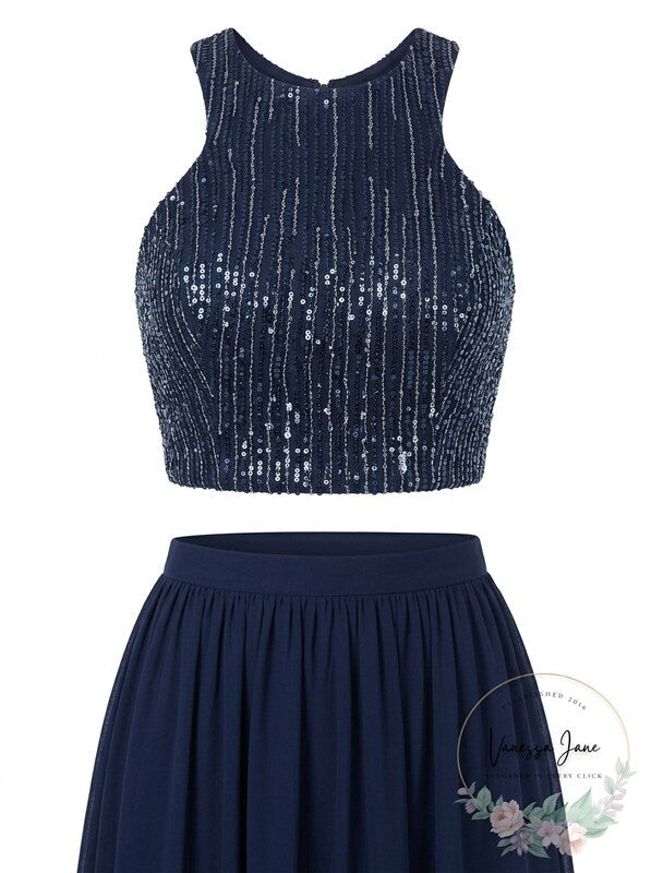 B. Darlin Juniors Sequined Crop Top, Navy, 9/10