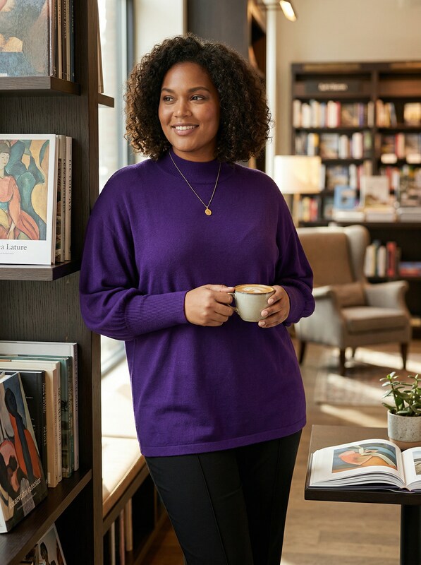Lauren Ralph Lauren Purple Plus Size Dolman-Sleeve Modal Sweater Size 1X