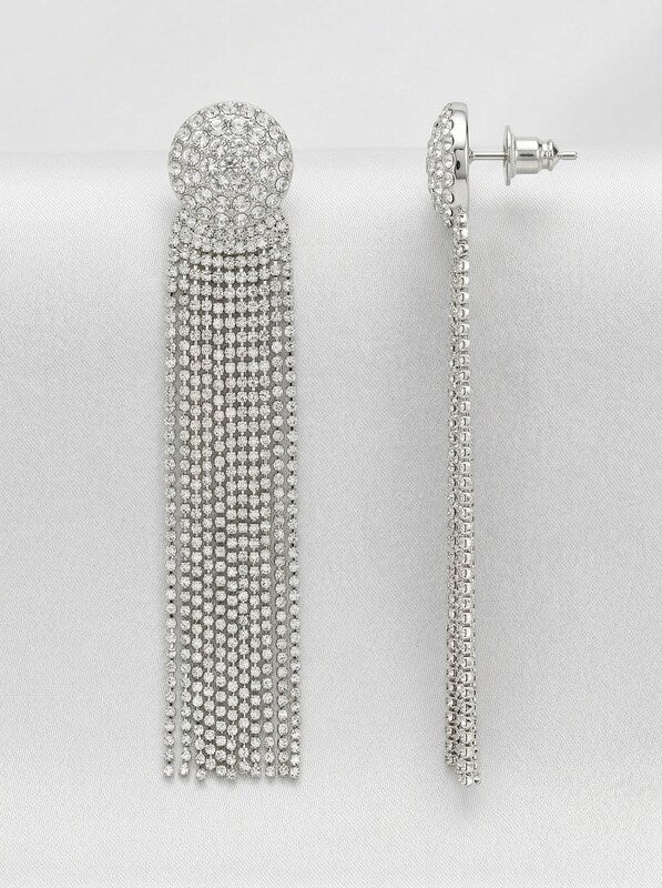 Aqua Crystal Fringe Drop Earrings