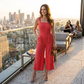 Aqua Tie-Back Wide-Leg Jumpsuit, Size Large