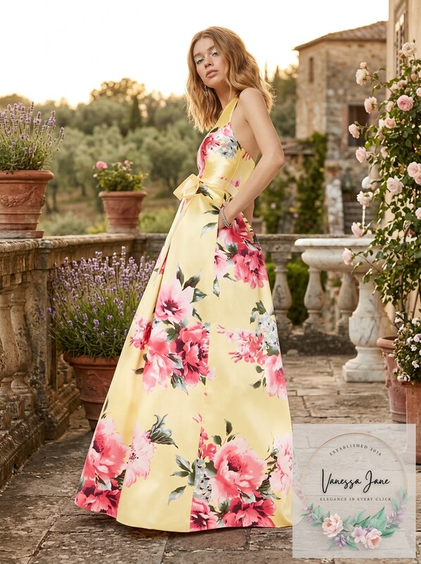 Teeze Me Juniors Floral-Print Halter Gown, Size 5