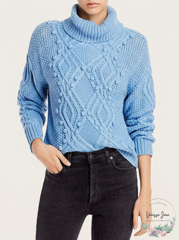 Cliche  Womens Blue Long Sleeve Turtle Neck Sweater M