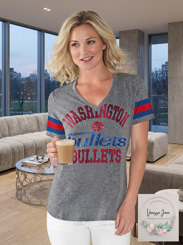 GIII For Her Womens Triple Play V-neck Tee Washington Bullets, Size XL