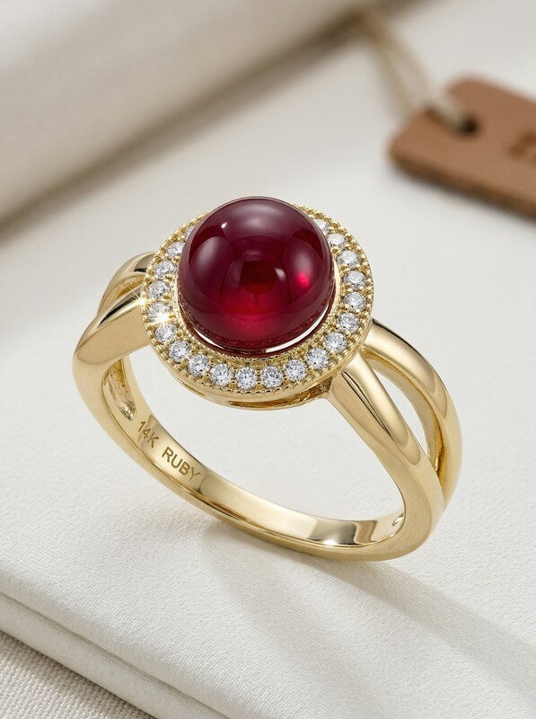 Charter Club Gold Plate Pave and Imitation Pearl Halo Split Ring, Size 10/Red