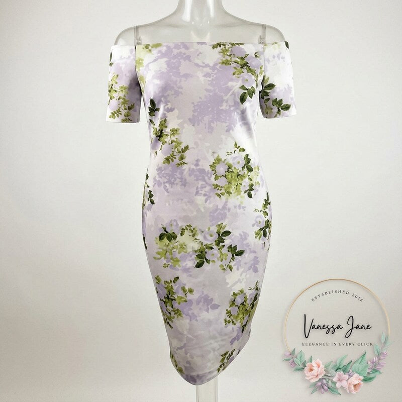 Calvin Klein Women's Off-The-Shoulder Floral Scuba Sheath Dress