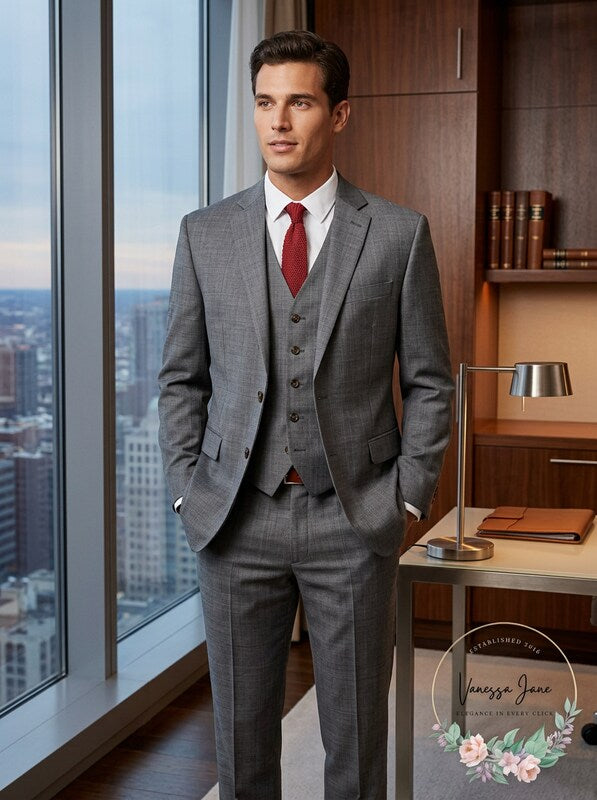 Lauren Ralph Lauren Men Wool Lined Two-Button Blazer, Grey Size 60 Long