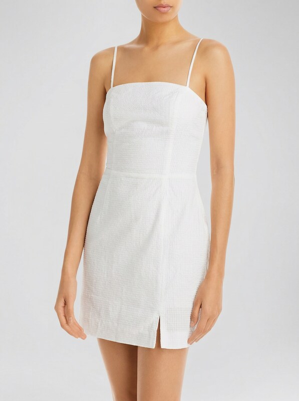 Aqua Seersucker Lace up Mini Dress, Size Medium
