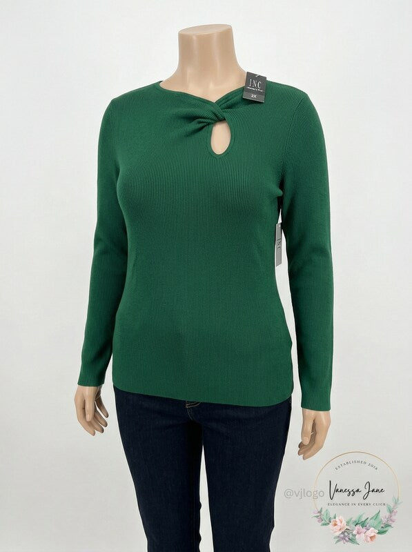 I.n.c. Women's Plus Size Twist-Front Long-Sleeve Sweater Size 2X