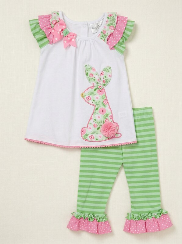 Rare Editions Toddler Girls 2-Pc. Ruffled Bunny Top and Leggings Set 2T/2