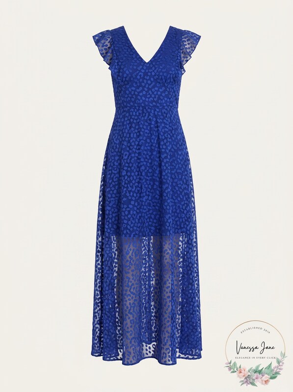 Dkny V-Neck Ruffle Cap Sleeve Maxi Dress, Size 8