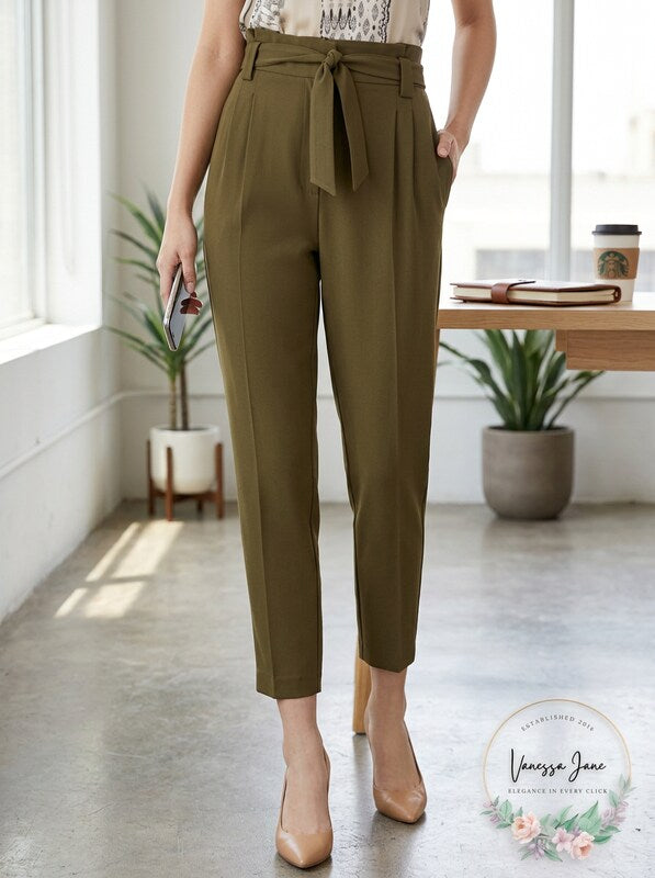 Calvin Klein Womens Green Solid Boyfriend Pants, Size 2P