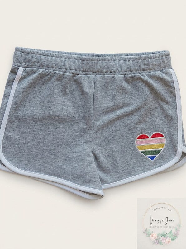 Ideology Little Girls  Rainbow Heart Shorts, Size 2T