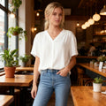 Alfani Shirred V-Neck Dolman-Sleeve Top, Size L