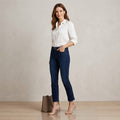 Inc Straight-Leg Frayed-Hem Ankle Jeans, Dark Indigo, Size 2