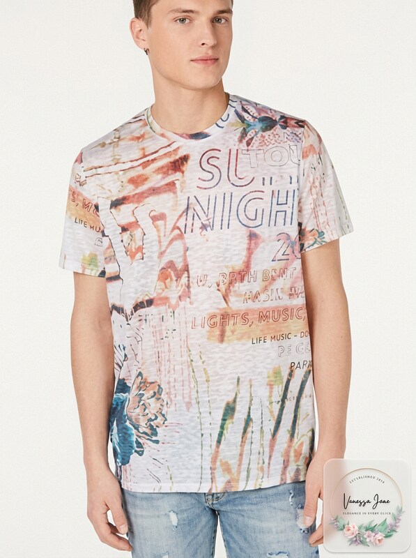 Guess Mens Summer Nights Graphic T-Shirt, Small