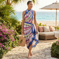 I.n.c. Dye-Wash Striped Tassel Wrap & Sarong Cover-up One Size