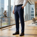 HAGGAR Mens Premium Comfort Slim-Fit Stretch Flat-Front Dress Pants,33WX32L/Blue