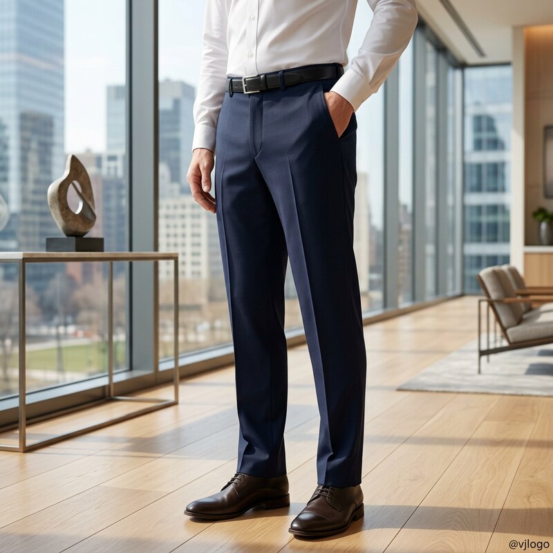 HAGGAR Mens Premium Comfort Slim-Fit Stretch Flat-Front Dress Pants,33WX32L/Blue
