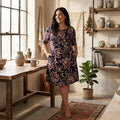 Connected Apparel 3/4 Sleeve Jewel Neck Knee Length Sheath Dress, Size 24W
