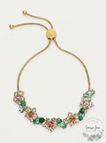 Charter Club Gold-Tone Crystal and Stone Flower Slider Bracelet