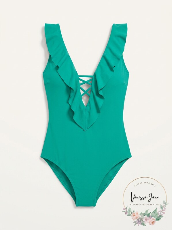 Becca by Rebecca Virtue JASPER Lucille Ruffle One-Piece Swimsuit, US Small