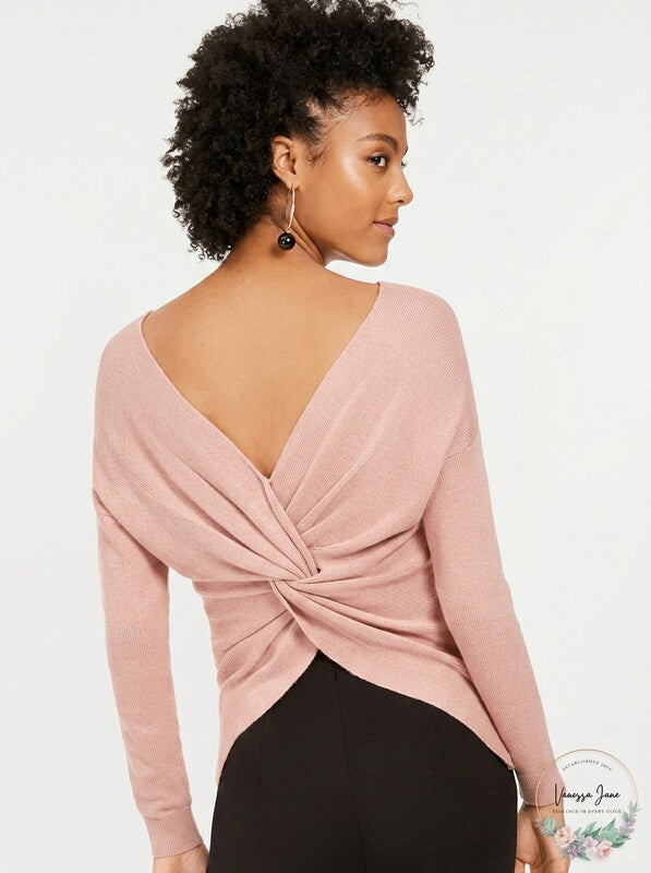 Bar III Wear 2 Ways Twist Sweater, Size Medium