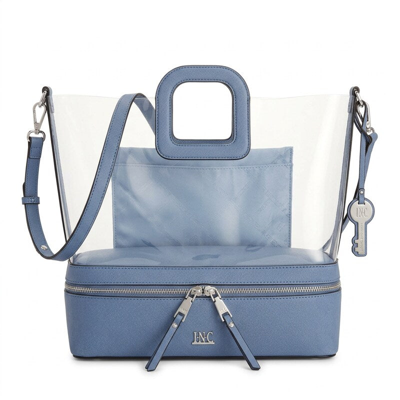I.n.c. Clear Tote, Chambray/Silver