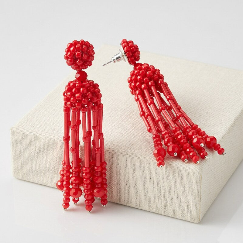 Inc Beaded Tassel Linear Earrings