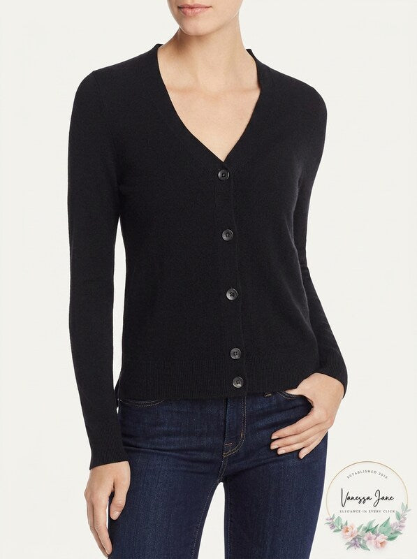 Aqua Cashmere V-Neck Cashmere Cardigan, Size XL