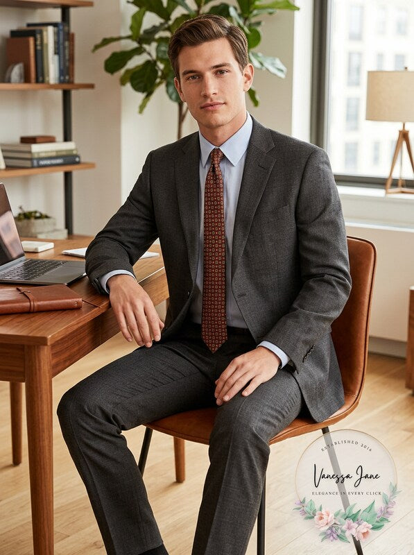 Dkny Mens Modern-Fit Stretch Charcoal/Brown Plaid Suit Separate Jacket,40L