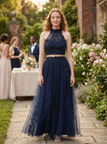 Say Yes to the Prom Juniors Rhinestone Applique Top, Navy, Size 13