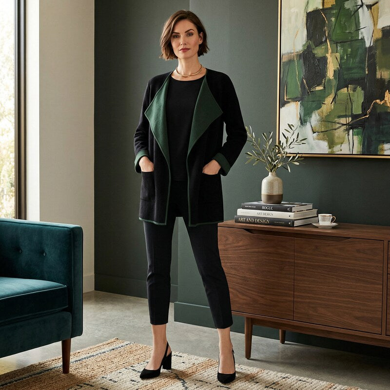 Alfani Colorblocked Open-Front Cardigan, Size Medium